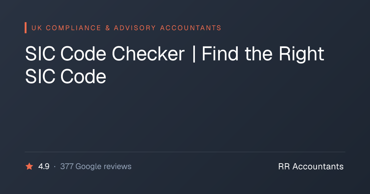 SIC Code Checker | Find the Right SIC Code | RR Accountants