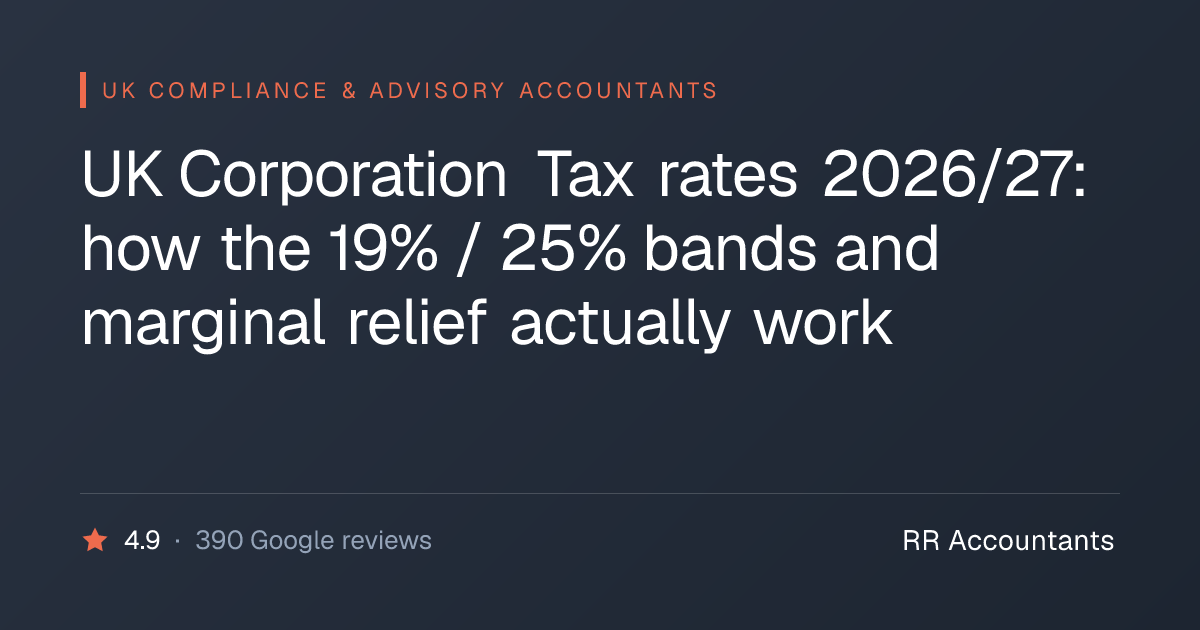 UK Corporation Tax rates 2026/27: how the 19% / 25% bands and marginal ...